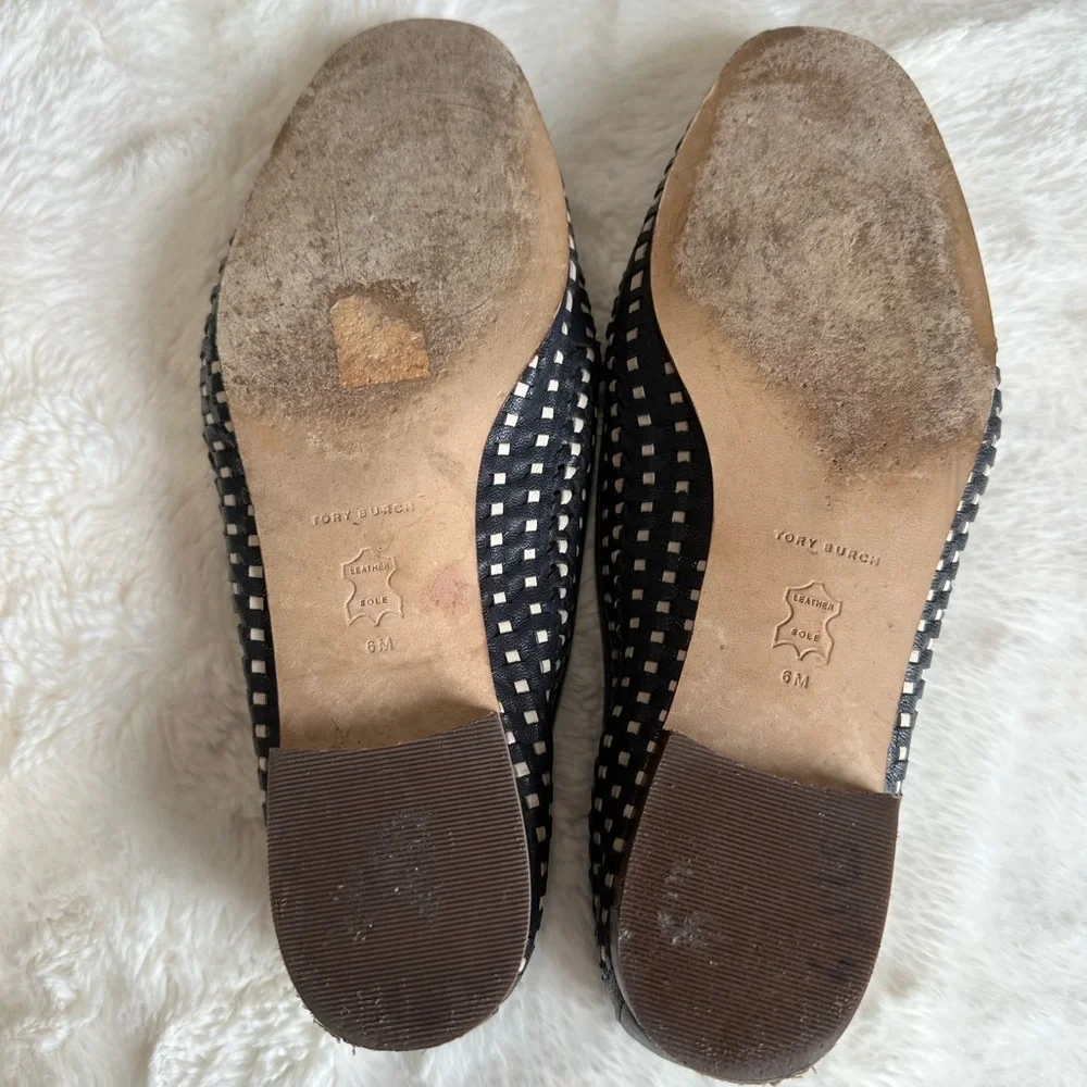 Tory Burch Jessa Woven Loafer Blue Leather Dragon Detail size 6
